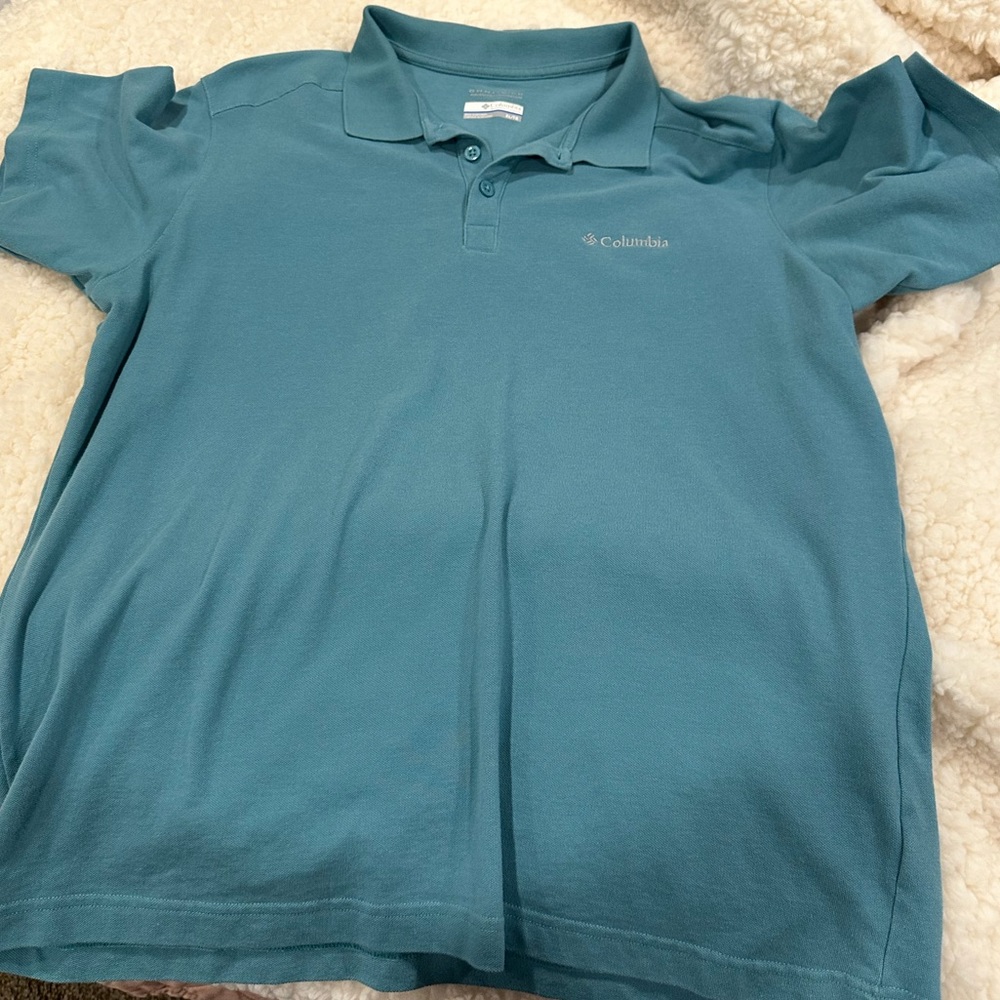 Columbia Omni wick gold shirt light teal xl